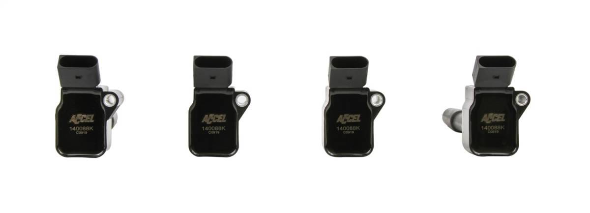 BDDP 140088K-4 Accel Ignition Coils - 2014-2019 VW/Audi 1.8/2.0L Engines, 4-Pack, Black - Fits select 2014-2019 Audi, Volkswagen applications