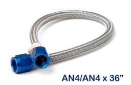 BHHV 15240NOS NOS Stainless Steel Braided Hose -4AN 3-foot Blue