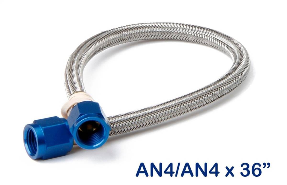 BHHV 15240NOS NOS Stainless Steel Braided Hose -4AN 3-foot Blue
