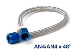 BHHV 15250NOS NOS Stainless Steel Braided Hose -4AN 4-foot Blue