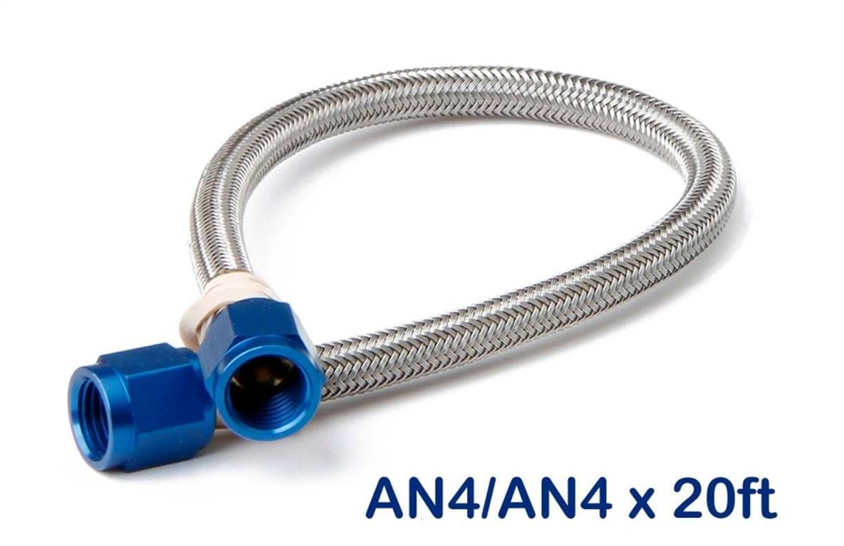 BHHV 15305NOS NOS Stainless Steel Braided Hose -4AN 20-foot Blue