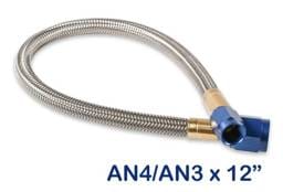 BHHV 15340NOS NOS Stainless Steel Braided Hose -4AN to -3AN 1-foot Blue