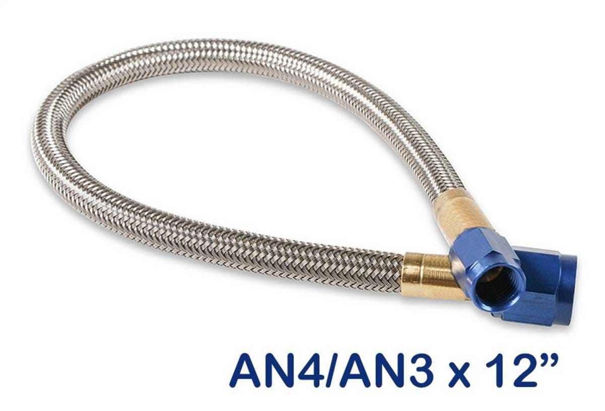 BHHV 15340NOS NOS Stainless Steel Braided Hose -4AN to -3AN 1-foot Blue