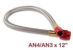BHHV 15341NOS NOS Stainless Steel Braided Hose -4AN to -3AN 1-foot Red