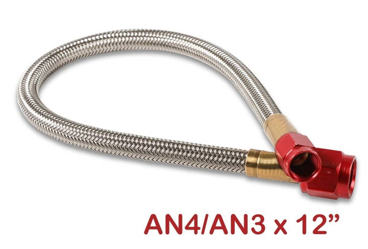BHHV 15341NOS NOS Stainless Steel Braided Hose -4AN to -3AN 1-foot Red