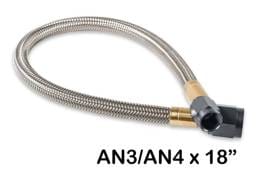 BHHV 15345BNOS NOS Stainless Steel Braided Hose w/Black Fittings -4AN to -3AN, 18-Inch Length
