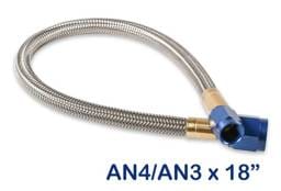 BHHV 15345NOS NOS Stainless Steel Braided Hose -4AN to -3AN 18" Blue