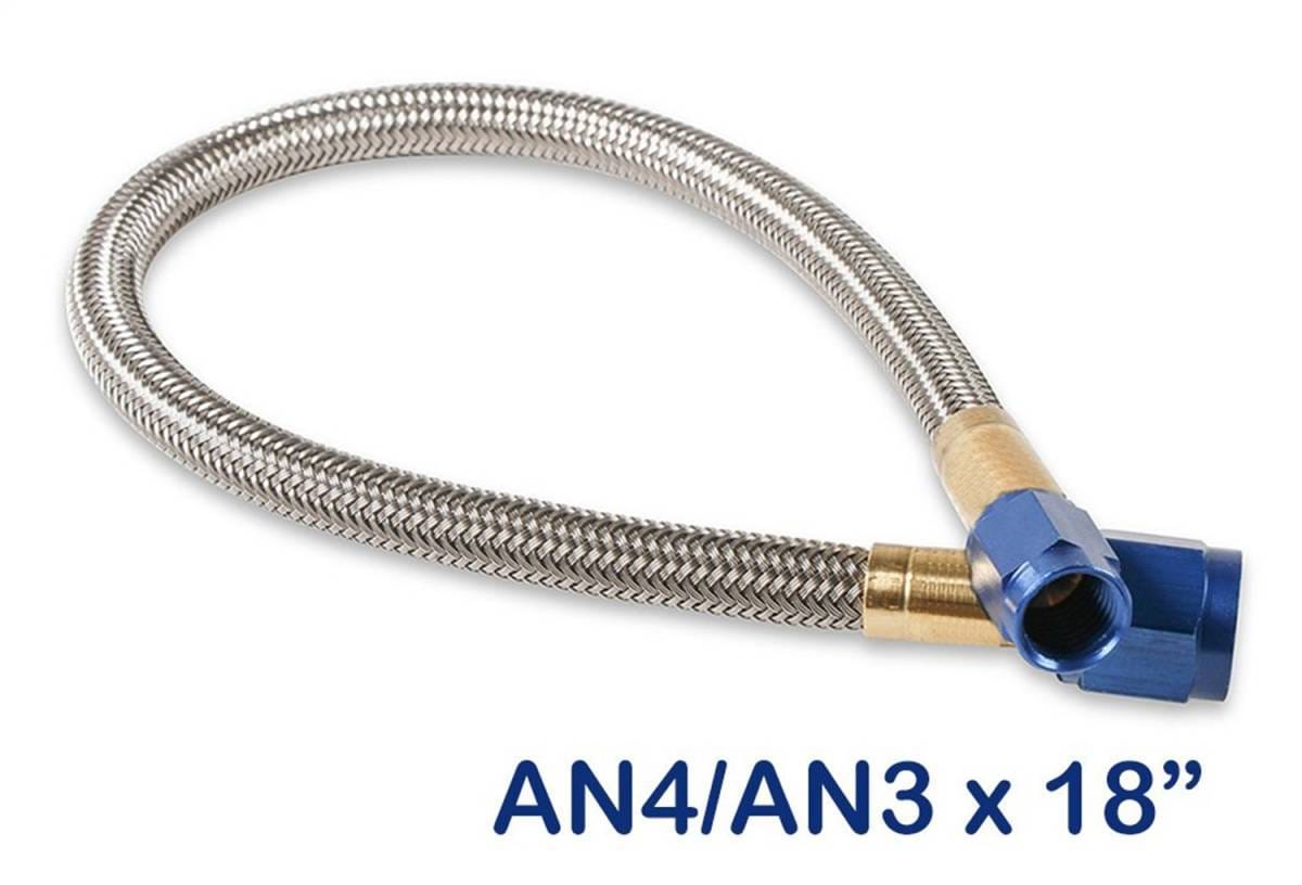 BHHV 15345NOS NOS Stainless Steel Braided Hose -4AN to -3AN 18" Blue