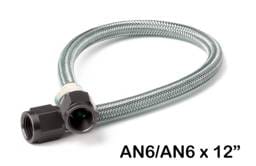BHHV 15400BNOS NOS Stainless Steel Braided Hose with Black Fittings -6AN, 1-Foot Length