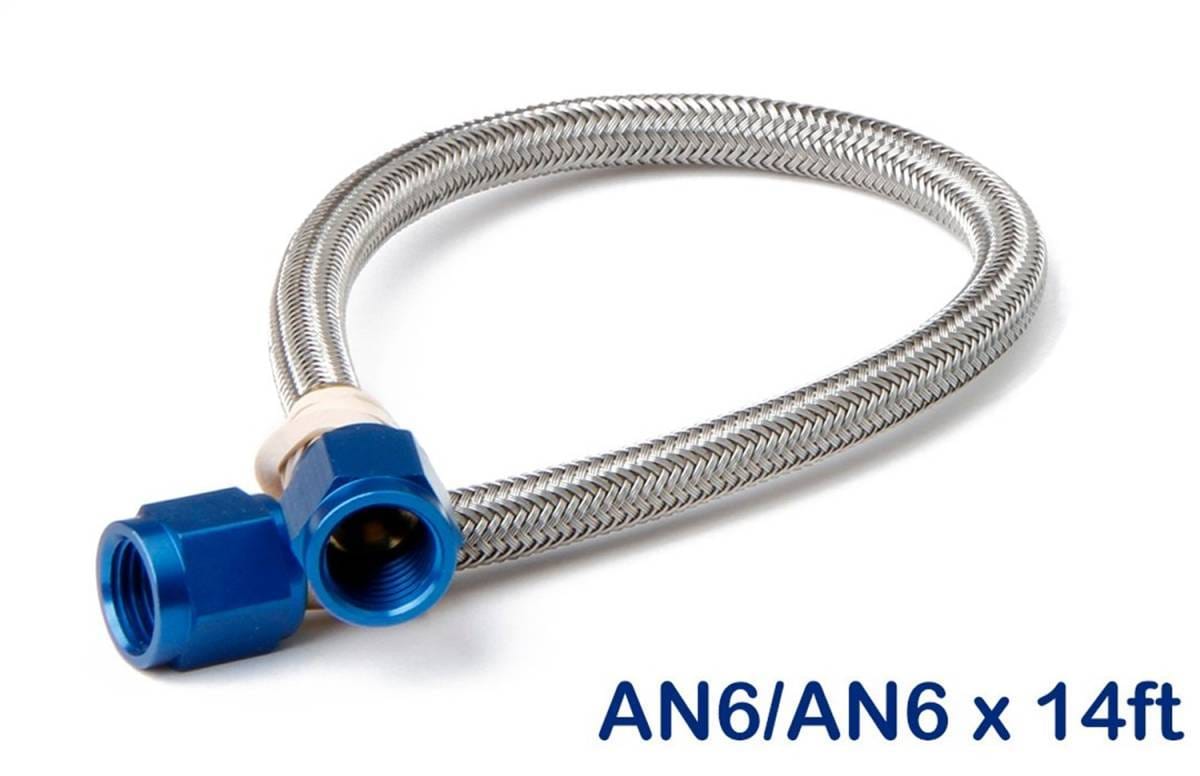 BHHV 15475NOS NOS Stainless Steel Braided Hose -6AN 14-foot Blue