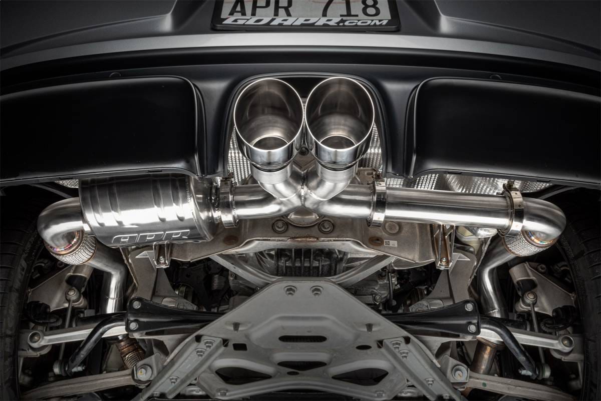 HJQF CBK0028 APR Catback Exhaust System Left Muffler - 718 (982) 2.0T/2.5T - Fits 2017-2025 Porsche 718 Boxster, 718 Cayman thumbnail 3