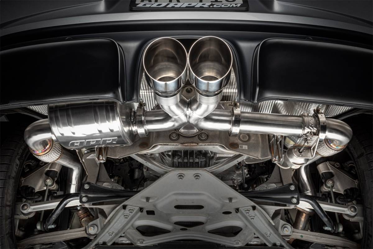 HJQF CBK0028 APR Catback Exhaust System Left Muffler - 718 (982) 2.0T/2.5T - Fits 2017-2025 Porsche 718 Boxster, 718 Cayman thumbnail 5
