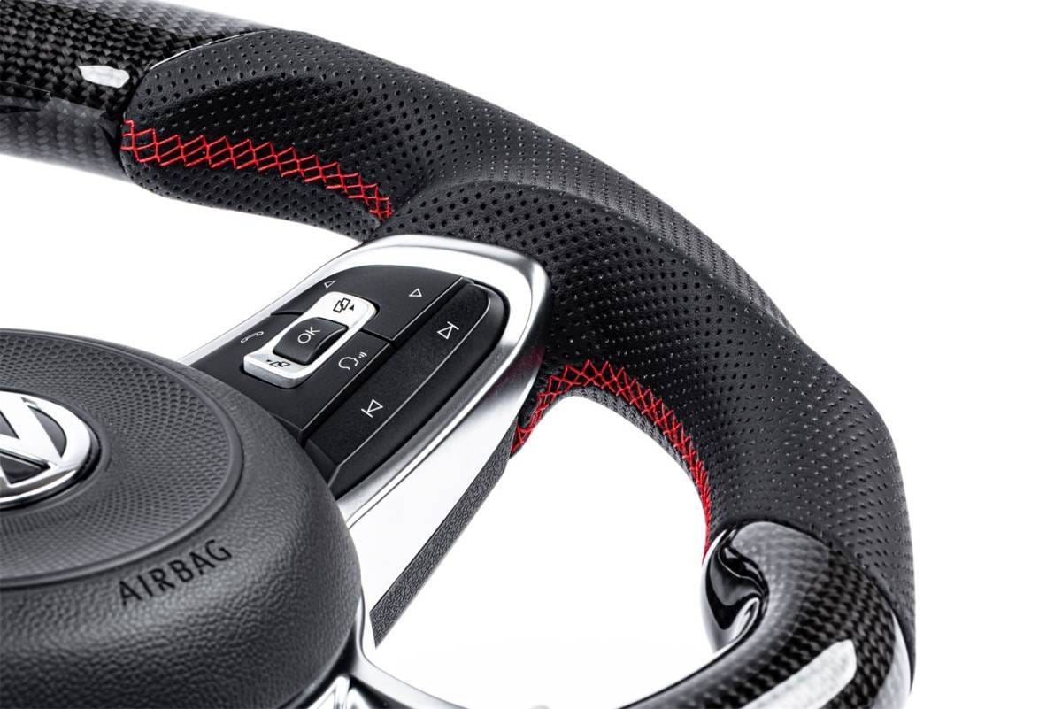 HJQF MS100201 APR Steering Wheel - Carbon Fiber & Perforated Leather; MK7 GTI/GLI Red (For use with Paddles) - Fits 2015-2026 Volkswagen Jetta, GTI, Golf R thumbnail 9