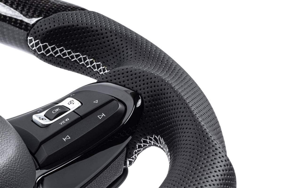 HJQF MS100202 APR Steering Wheel - Carbon Fiber & Perforated Leather; MK7 Golf R Silver (For use with Paddles) - Fits 2015-2026 Volkswagen Jetta, GTI, Golf R thumbnail 9