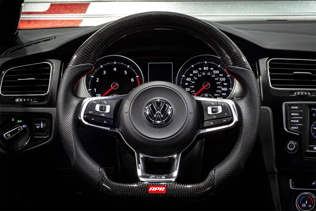 HJQF MS100205 APR Steering Wheel - Carbon Fiber & Perforated Leather; MK7 GTI/GLI Red (For use without Paddles) - Fits 2015-2026 Volkswagen Jetta, GTI, Golf R thumbnail 3