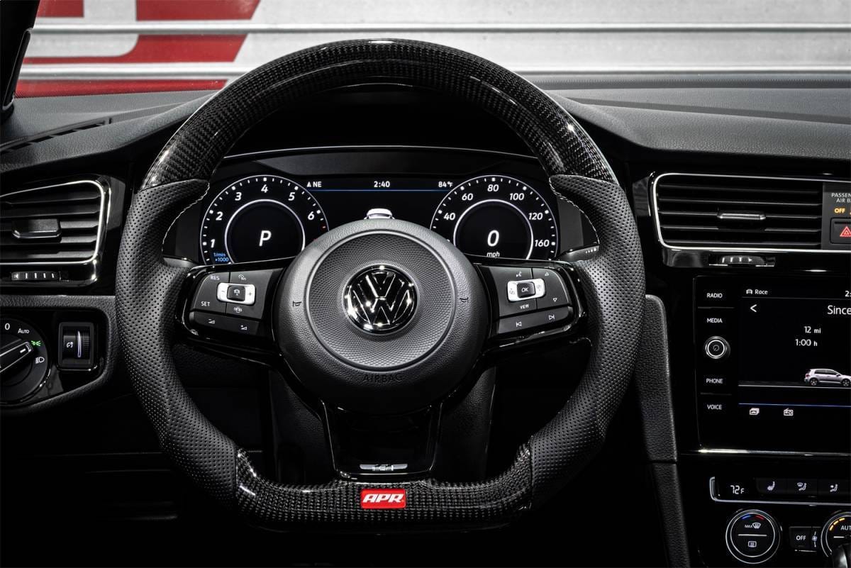 HJQF MS100206 APR Steering Wheel - Carbon Fiber & Perforated Leather; MK7 Golf R Silver (For use without Paddles) - Fits 2015-2026 Volkswagen Jetta, GTI, Golf R thumbnail 3