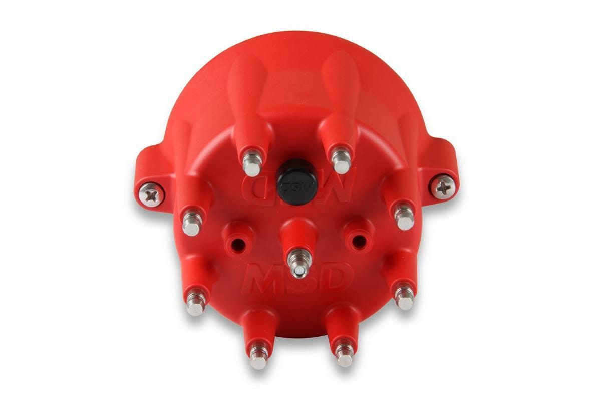BCCX 8433 MSD Distributor Cap - V8 - HEI Terminals - Red - Spark Plug Wire Retainer thumbnail 5