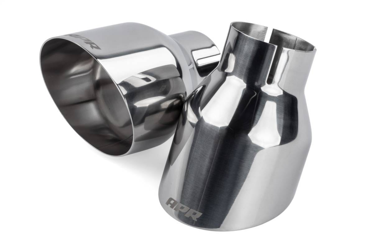 HJQF TPK0004 APR Single-Walled 4" Slash-Cut Tips (Polished Silver) - Set of 2