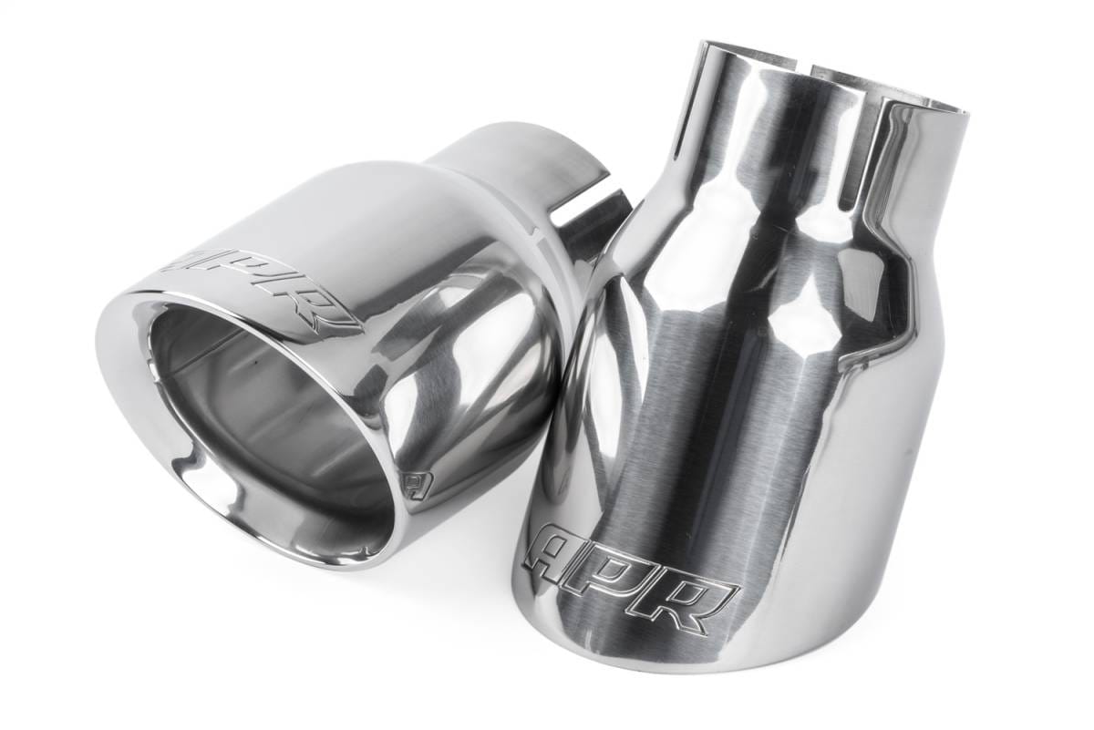 HJQF TPK0006 APR Double-Walled 3.5" Slash-Cut Tips (Polished Silver) - Set of 2
