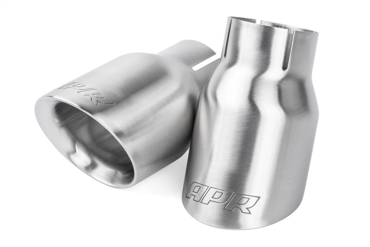 HJQF TPK0007 APR Double-Walled 3.5" Slash-Cut Tips (Brushed Silver) - Set of 2