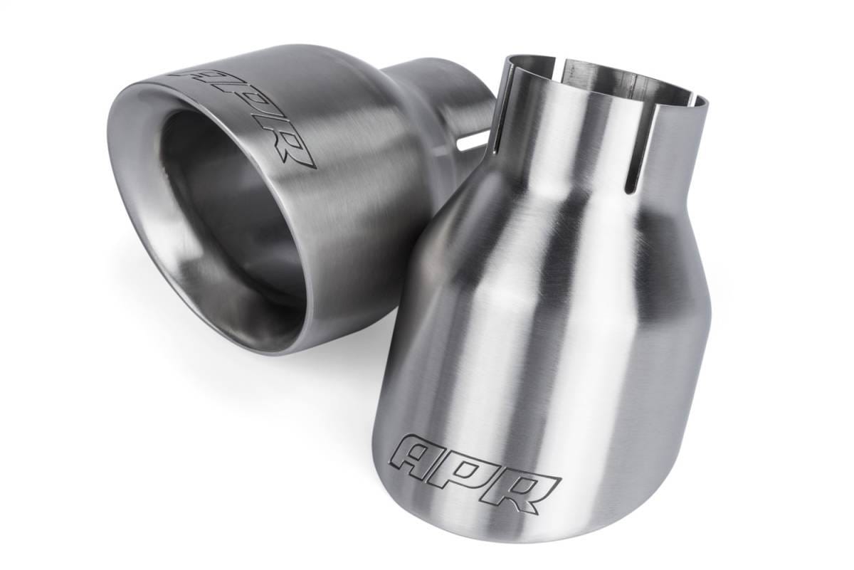 HJQF TPK0002 APR Double-Walled 4" Slash-Cut Tips (Brushed) - Set of 2