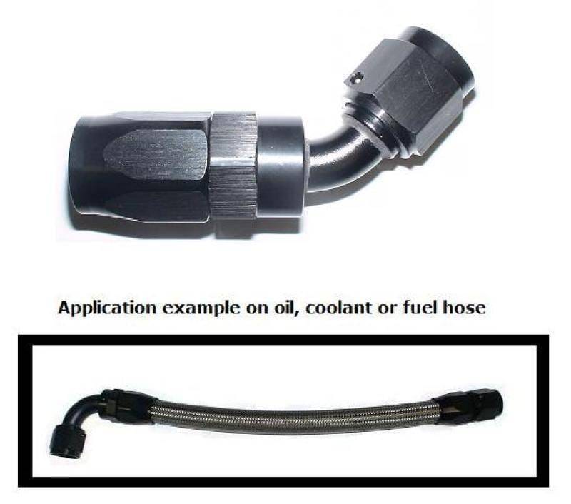 ATP Black Anodized -6 AN 45 Degree Hose End *LOCKING TYPE* Used to make Hose Assembly thumbnail 2