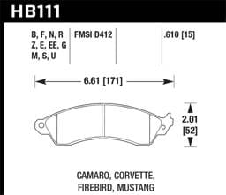 Hawk Performance kHB111Z.610 Hawk 94-04 Mustang Cobra / 88-95 Corvette 5.7L / 88-92 Camaro w/ HD Brakes Front Performance Ceramic