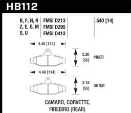 Hawk Performance kHB112E.540 Hawk 84-96 Corvette /88.5-97 Pontiac Firebird Blue 9012 Race Rear Brake Pad