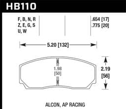 Hawk Performance kHB110D.654 Hawk Performance Alcon/AP Racing 17mm ER-1 Motorsport Brake Pads