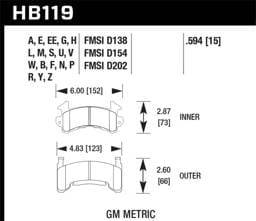 Hawk Performance kHB119G.594 Hawk 78-87 Buick Regal DTC-60 Front Brake Pads