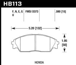 Hawk Performance kHB113F.590 Hawk Honda/ Acura 88-91 Civic Wagon/90-91CRX Si/ 88-90 Prelude S HPS Street Front Brake Pads