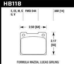 Hawk Performance kHB118U.560 Hawk 65-80 Triumph Spitfire (MKIII/MKIV) DTC-70 Race Front Brake Pads