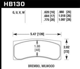 Hawk Performance kHB130D.775 Hawk ER-1 Endurance Racing Brake Pads for Brembo/Wilwood Motorsport Calipers