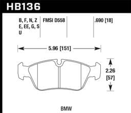 Hawk Performance kHB136D.690 Hawk 92-98 BMW 318i 1.8L Sedan Front ER-1 Brake Pads