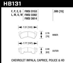Hawk Performance kHB131U.595 Hawk Chevy C20/R20 / C2500/R2500 / C30/R30 Pickup DTC-70 Front Race Brake Pads