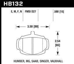 Hawk Performance kHB132D.580 Hawk 62-81 MG MGB Front ER-1 Brake Pads