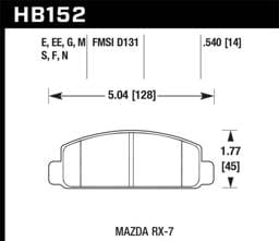 Hawk Performance kHB152F.540 Hawk Mazda RX-7 HPS Street Front Brake Pads