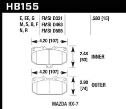 Hawk Performance kHB155D.580 Hawk 88-89 Mazda RX-7 1.3L 10th Anniversary 4 Piston Caliper Front ER-1 Brake Pads