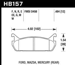 Hawk Performance kHB157B.484 Hawk 94-96 Ford Escort GT/Mercury Tracer HPS 5.0 Rear Brake Pads