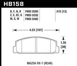 Hawk Performance kHB158E.515 Hawk 84-91 Mazda RX-7 / 03-05 Mazda 6 Blue 9012 Race Rear Brake Pads