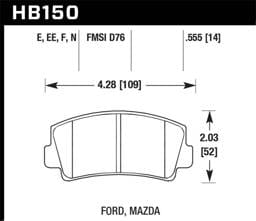 Hawk Performance kHB150E.555 Hawk 79-84 Mazda B2000 / 70-74 RX-2 / 74-78 RX-4 / 79-85 RX-7 Blue 9012 Front Race Brake Pads