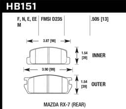 Hawk Performance kHB151D.505 Hawk 1985 Mazda RX-7 1.1L GS Rear ER-1 Brake Pads