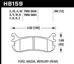 Hawk Performance kHB159W.492 Hawk 97-02 Ford Escort/98-03 ZX2 / 94-97 & 99-05 Mazda Miata DTC-30 Race Rear Brake Pads