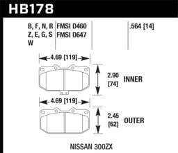 Hawk Performance kHB178E.564 Hawk 06-07 WRX / 89-96 Nissan 300ZX / 89-93 Skyline GT-R Blue 9012 Front Race Pads