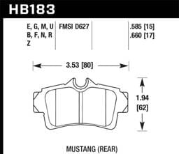 Hawk Performance kHB183B.660 Hawk 1999-2004 Ford Mustang Base 3.8 HPS 5.0 Rear Brake Pads