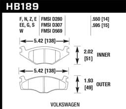 Hawk Performance kHB189D.595 Hawk 91-93 Volkswagen Cabriolet Front ER-1 Brake Pads