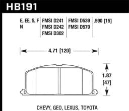 Hawk Performance kHB191E.590 Hawk 86-88 Chevy Nova / 90-92 Geo Prizm GSI / 90-92 Prizm LSI / Toyota (Various) Race Front Brake Pa