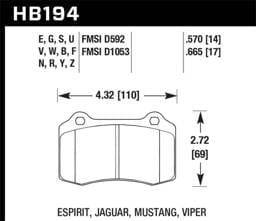 Hawk Performance kHB194D.570 Hawk Mustang/Camaro/Lotus Brembo Calipers ER-1 Endurance Racing Brake Pads