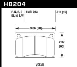 Hawk Performance kHB204D.615 Hawk 90-93 Volvo 240 2.3L Base Front ER-1 Brake Pads