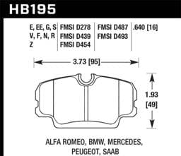 Hawk Performance kHB195D.640 Hawk 86-87 BMW 325 2.7L Base Front ER-1 Brake Pads
